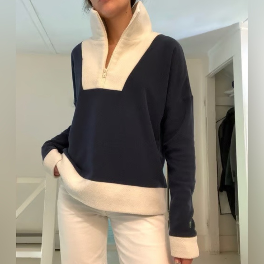 Dudley Stephens Navy and white Putnam quarter zip